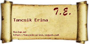 Tancsik Erina névjegykártya